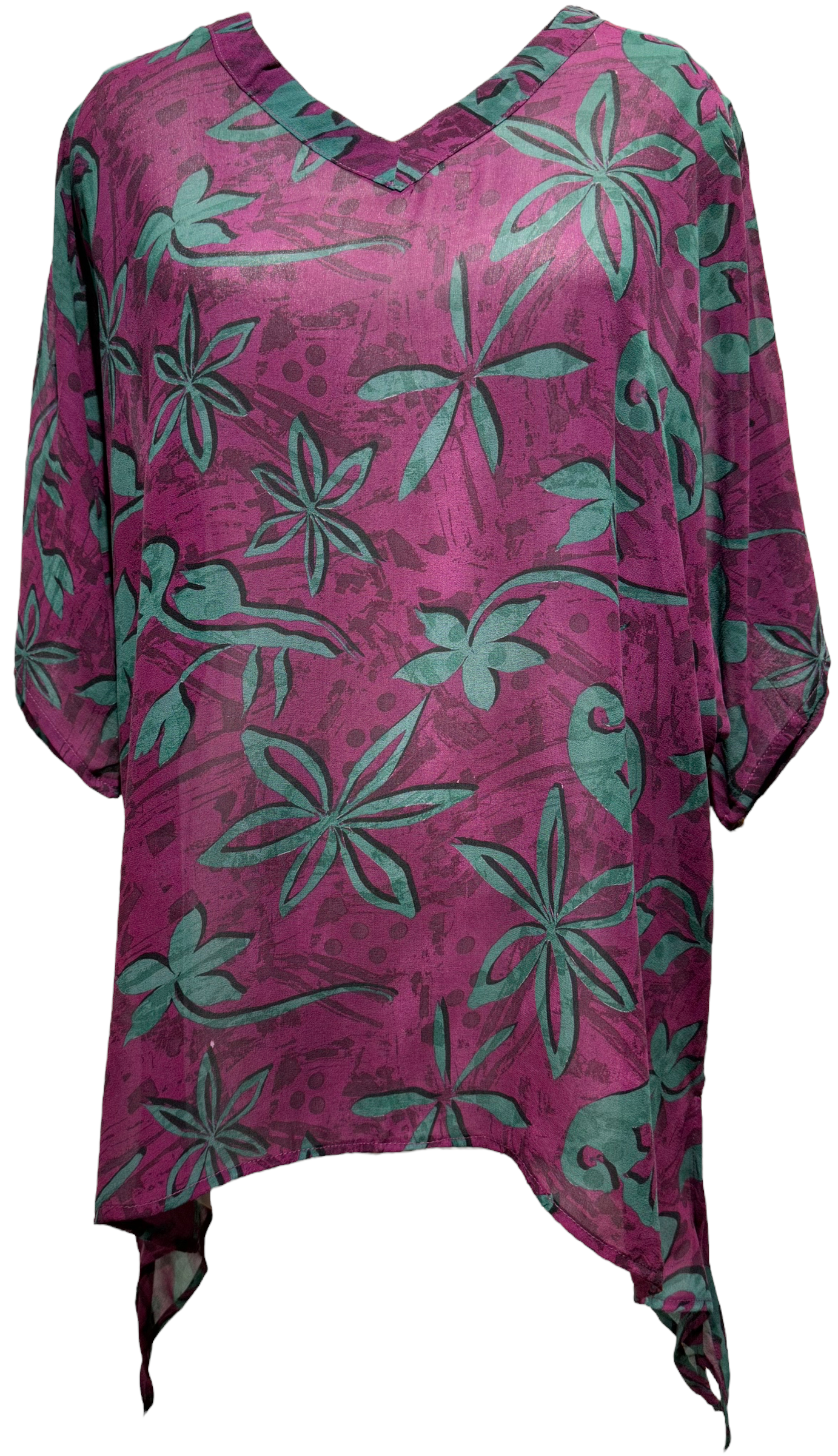 FINAL SALE Blanch Ackers Sheer Avatar Pure Silk Long Tunic with Side Ties