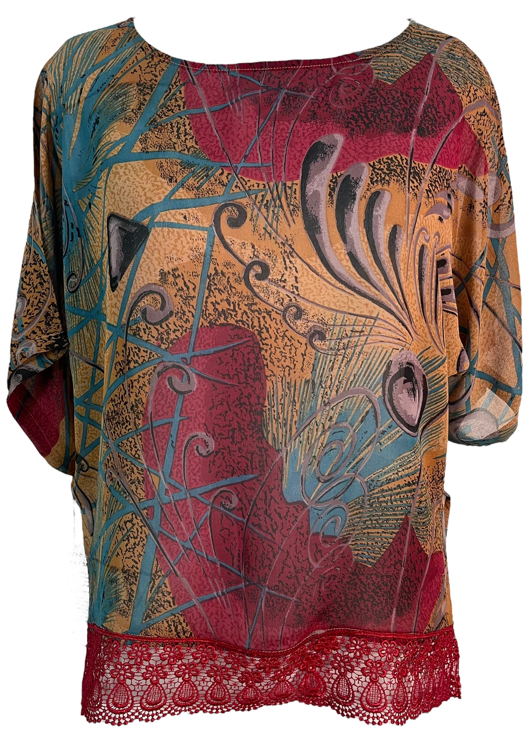 FINAL SALE PRG6265 Sheer Avatar Pure Silk Side Slit Top