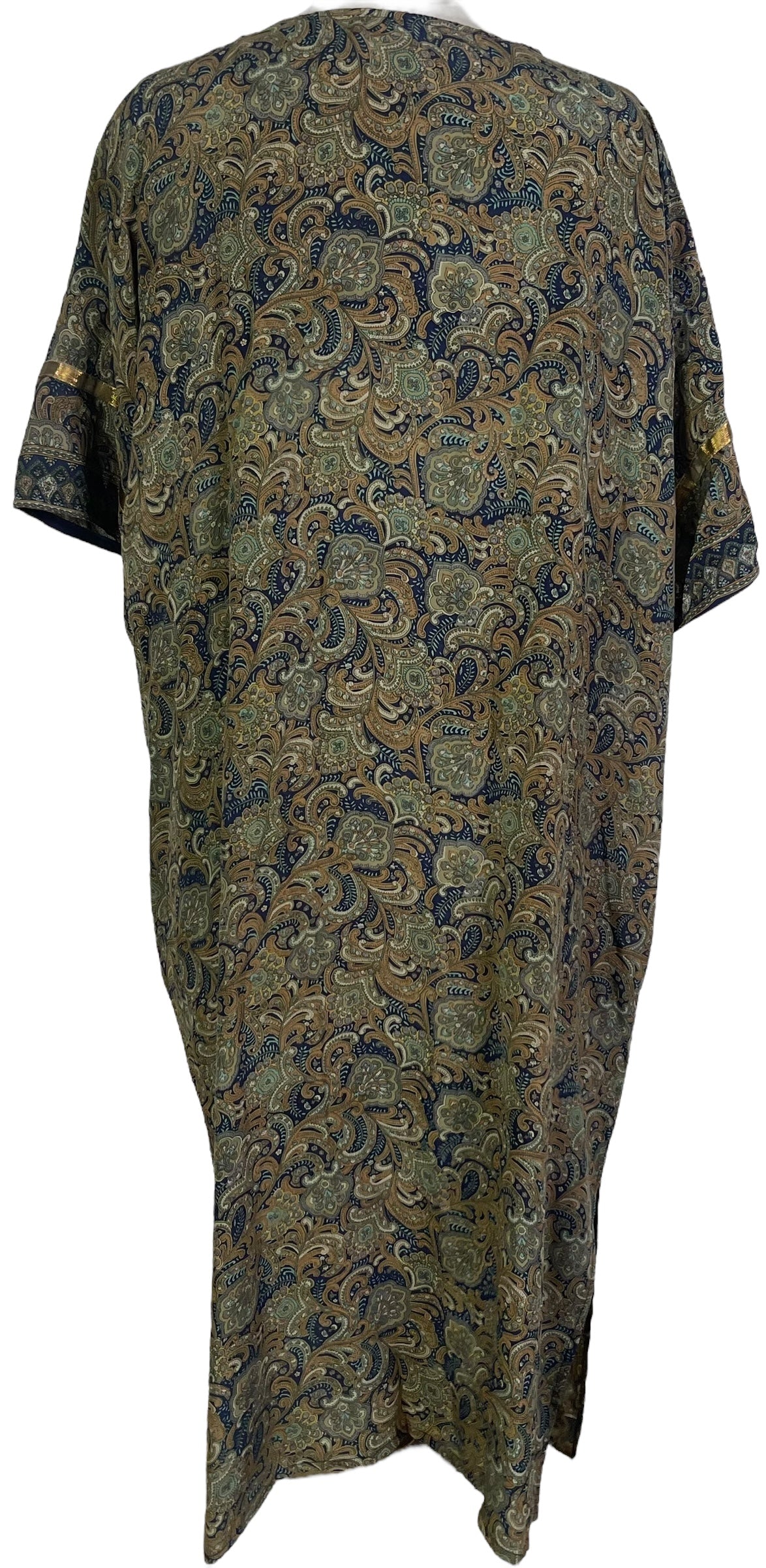 PRC6833 Avatar Long Pure Silk Kimono Sleeved Duster with Belt