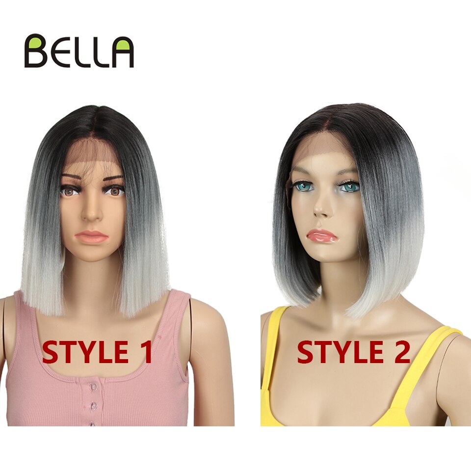 BELLA Synthetic Lace Wig Short Bob Wig Nature Color Blue Blonde Green 7 Colors Availabe 10&quot; Wigs For Women Heat Resistant