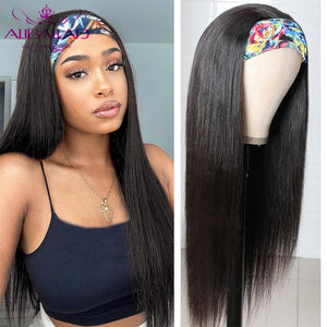 Headband Wig Human Hair Water Wave Glueless Brazilian Remy Wate Curly Headband Half Wigs For Black Women 150% 30 to 36 Inch