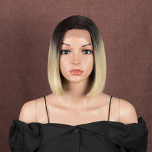 Load image into Gallery viewer, Bella Bob Wig Synthetic Lace Wig Short Blonde Bob Pink 613 Red Lemon Lace Short Hair 10-13 Inch Wigs For Women Lolita Cosplay
