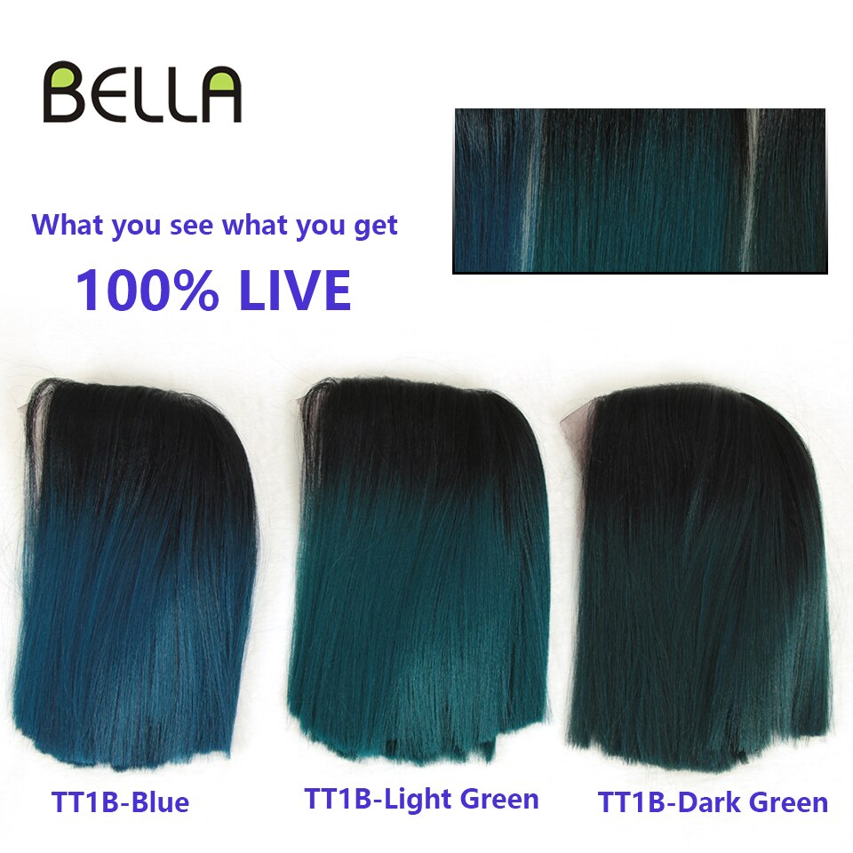 BELLA Synthetic Lace Wig Short Bob Wig Nature Color Blue Blonde Green 7 Colors Availabe 10&quot; Wigs For Women Heat Resistant