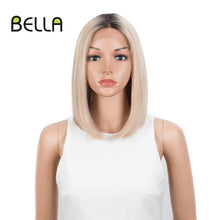 Load image into Gallery viewer, Bella Bob Wig Synthetic Lace Wig Short Blonde Bob Pink 613 Red Lemon Lace Short Hair 10-13 Inch Wigs For Women Lolita Cosplay
