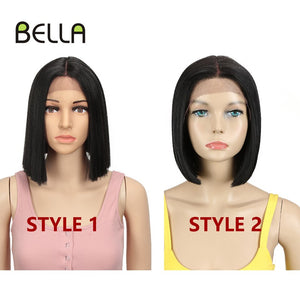 BELLA Synthetic Lace Wig Short Bob Wig Nature Color Blue Blonde Green 7 Colors Availabe 10&quot; Wigs For Women Heat Resistant