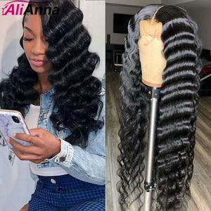 Alianna Loose Deep Wave Wig 30 Inch Lace Front Wig Pre Plucked Brazilian Lace Front Human Hair Wigs Long 5x5 Lace Closure Wig