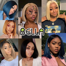 Load image into Gallery viewer, Bella Bob Wig Synthetic Lace Wig Short Blonde Bob Pink 613 Red Lemon Lace Short Hair 10-13 Inch Wigs For Women Lolita Cosplay
