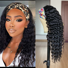 Load image into Gallery viewer, Headband Wig Human Hair Water Wave Glueless Brazilian Remy Wate Curly Headband Half Wigs For Black Women 150% 30 to 36 Inch
