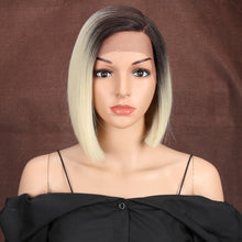 Load image into Gallery viewer, Bella  Synthetic Short Wig Bob Lace Wig10 Inch Omber Blonde 613 Brown Red Bob Straight Hair Side Part Wigs For Woman Cosplay
