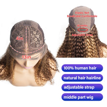 Load image into Gallery viewer, 30 Inch Body Wave Wig For Black Women 13x1 Ombre Honey Blonde Brown Loose Deep Long Frontal Highlight Lace Front Human Hair Wigs
