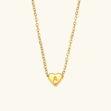 Load image into Gallery viewer, Heart Initial Necklace in Waterproof 18k Gold – Personalized Jewelry for Women, Hypoallergenic and Lightweight, 17 Inches
