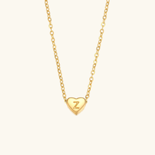 Load image into Gallery viewer, Heart Initial Necklace in Waterproof 18k Gold – Personalized Jewelry for Women, Hypoallergenic and Lightweight, 17 Inches
