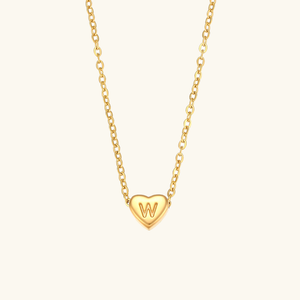 Heart Initial Necklace in Waterproof 18k Gold – Personalized Jewelry for Women, Hypoallergenic and Lightweight, 17 Inches