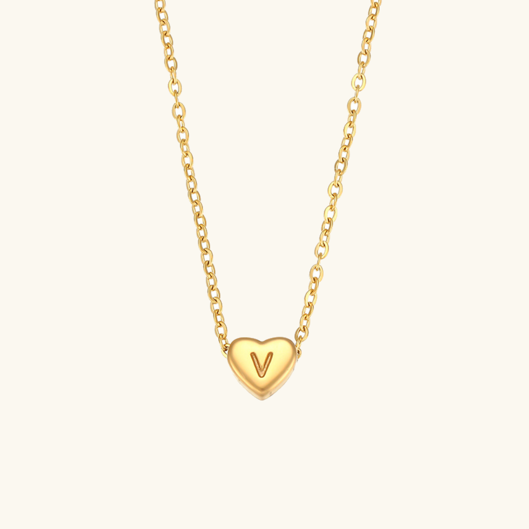 Heart Initial Necklace in Waterproof 18k Gold – Personalized Jewelry for Women, Hypoallergenic and Lightweight, 17 Inches