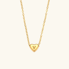 Load image into Gallery viewer, Heart Initial Necklace in Waterproof 18k Gold – Personalized Jewelry for Women, Hypoallergenic and Lightweight, 17 Inches

