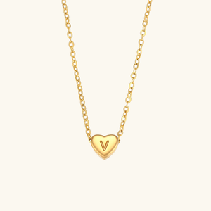 Heart Initial Necklace in Waterproof 18k Gold – Personalized Jewelry for Women, Hypoallergenic and Lightweight, 17 Inches