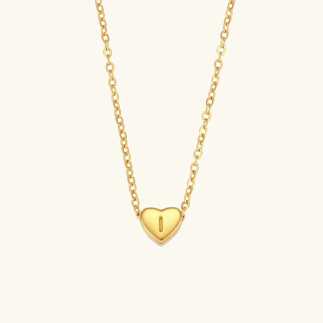 Heart Initial Necklace in Waterproof 18k Gold – Personalized Jewelry for Women, Hypoallergenic and Lightweight, 17 Inches