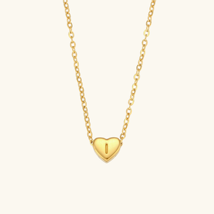 Heart Initial Necklace in Waterproof 18k Gold – Personalized Jewelry for Women, Hypoallergenic and Lightweight, 17 Inches