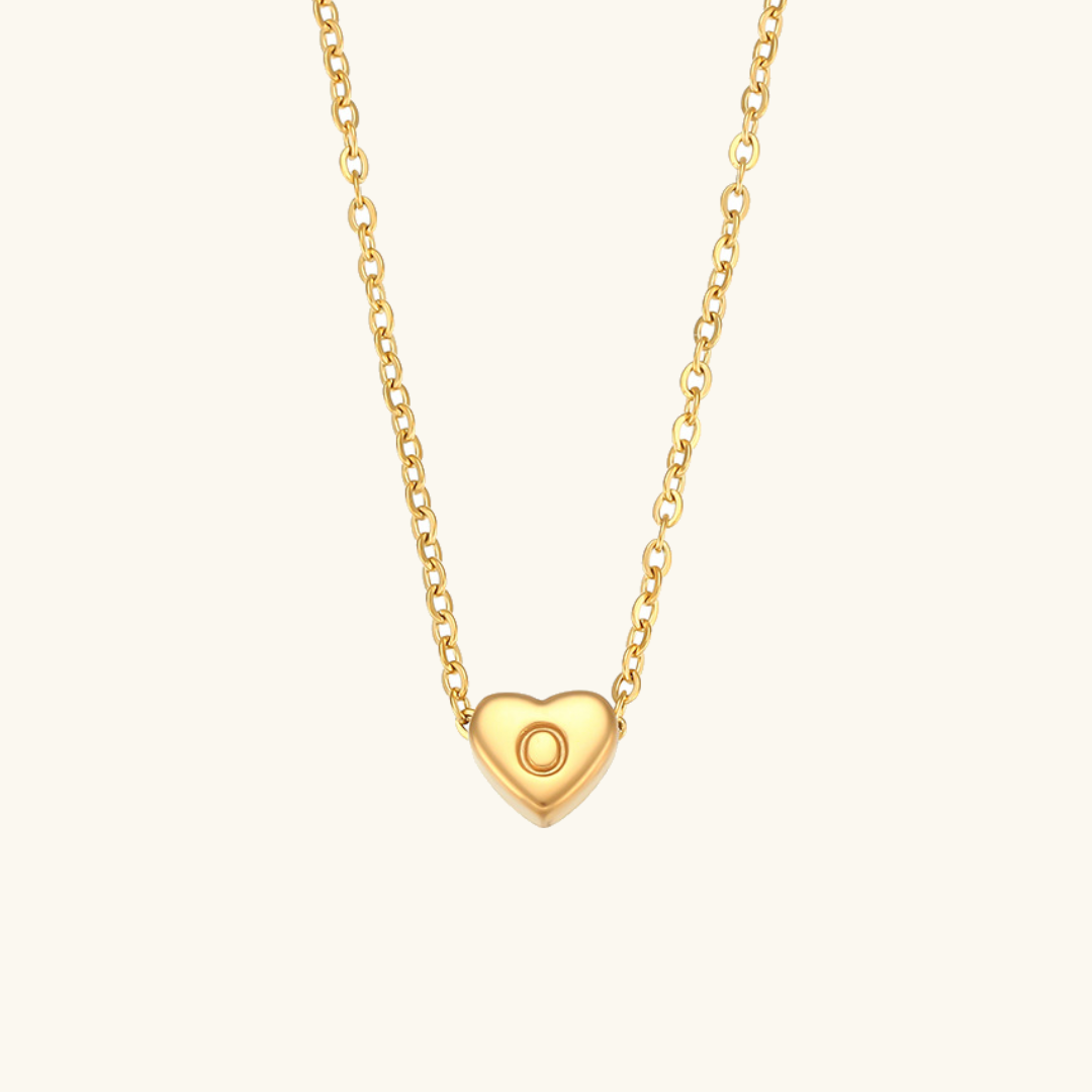 Heart Initial Necklace in Waterproof 18k Gold – Personalized Jewelry for Women, Hypoallergenic and Lightweight, 17 Inches