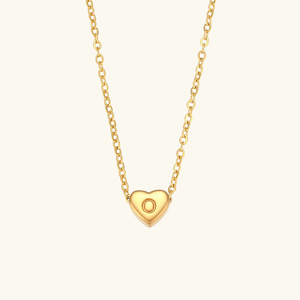 Heart Initial Necklace in Waterproof 18k Gold – Personalized Jewelry for Women, Hypoallergenic and Lightweight, 17 Inches