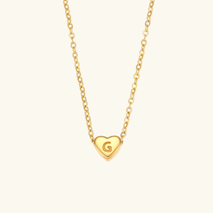 Heart Initial Necklace in Waterproof 18k Gold – Personalized Jewelry for Women, Hypoallergenic and Lightweight, 17 Inches