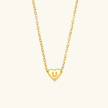 Load image into Gallery viewer, Heart Initial Necklace in Waterproof 18k Gold – Personalized Jewelry for Women, Hypoallergenic and Lightweight, 17 Inches
