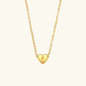 Heart Initial Necklace in Waterproof 18k Gold – Personalized Jewelry for Women, Hypoallergenic and Lightweight, 17 Inches