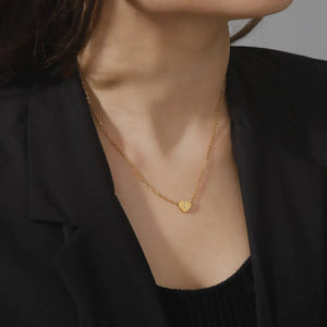 Heart Initial Necklace in Waterproof 18k Gold – Personalized Jewelry for Women, Hypoallergenic and Lightweight, 17 Inches