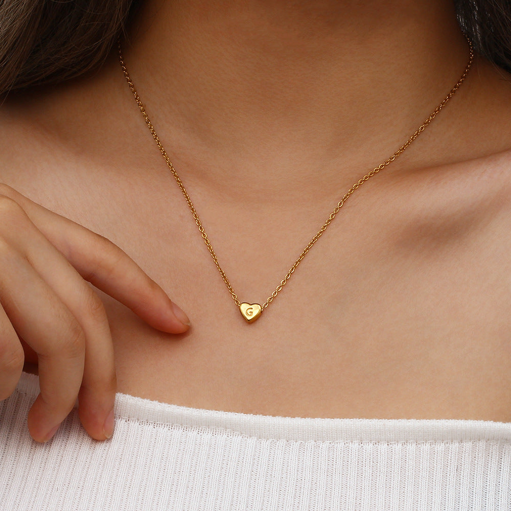 Heart Initial Necklace in Waterproof 18k Gold – Personalized Jewelry for Women, Hypoallergenic and Lightweight, 17 Inches