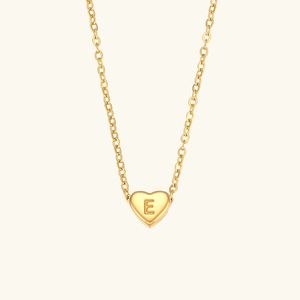 Heart Initial Necklace in Waterproof 18k Gold – Personalized Jewelry for Women, Hypoallergenic and Lightweight, 17 Inches