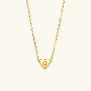 Heart Initial Necklace in Waterproof 18k Gold – Personalized Jewelry for Women, Hypoallergenic and Lightweight, 17 Inches