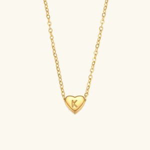 Heart Initial Necklace in Waterproof 18k Gold – Personalized Jewelry for Women, Hypoallergenic and Lightweight, 17 Inches