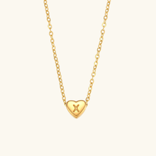 Load image into Gallery viewer, Heart Initial Necklace in Waterproof 18k Gold – Personalized Jewelry for Women, Hypoallergenic and Lightweight, 17 Inches
