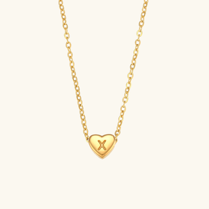 Heart Initial Necklace in Waterproof 18k Gold – Personalized Jewelry for Women, Hypoallergenic and Lightweight, 17 Inches