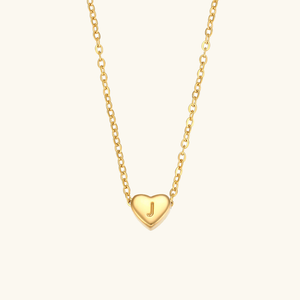 Heart Initial Necklace in Waterproof 18k Gold – Personalized Jewelry for Women, Hypoallergenic and Lightweight, 17 Inches