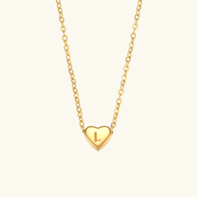 Load image into Gallery viewer, Heart Initial Necklace in Waterproof 18k Gold – Personalized Jewelry for Women, Hypoallergenic and Lightweight, 17 Inches
