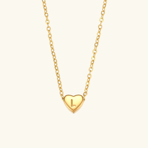 Heart Initial Necklace in Waterproof 18k Gold – Personalized Jewelry for Women, Hypoallergenic and Lightweight, 17 Inches