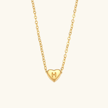 Load image into Gallery viewer, Heart Initial Necklace in Waterproof 18k Gold – Personalized Jewelry for Women, Hypoallergenic and Lightweight, 17 Inches

