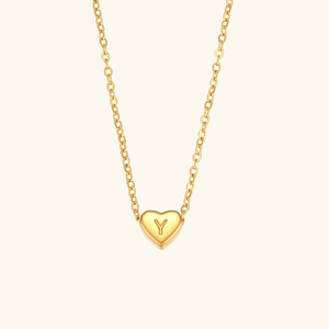 Heart Initial Necklace in Waterproof 18k Gold – Personalized Jewelry for Women, Hypoallergenic and Lightweight, 17 Inches