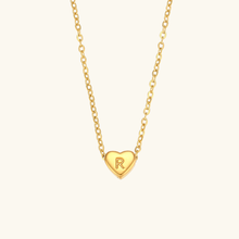 Load image into Gallery viewer, Heart Initial Necklace in Waterproof 18k Gold – Personalized Jewelry for Women, Hypoallergenic and Lightweight, 17 Inches
