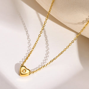 Heart Initial Necklace in Waterproof 18k Gold – Personalized Jewelry for Women, Hypoallergenic and Lightweight, 17 Inches