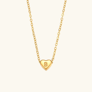 Heart Initial Necklace in Waterproof 18k Gold – Personalized Jewelry for Women, Hypoallergenic and Lightweight, 17 Inches