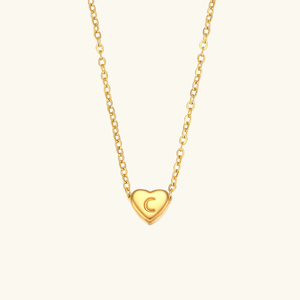 Heart Initial Necklace in Waterproof 18k Gold – Personalized Jewelry for Women, Hypoallergenic and Lightweight, 17 Inches