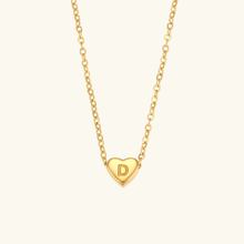 Load image into Gallery viewer, Heart Initial Necklace in Waterproof 18k Gold – Personalized Jewelry for Women, Hypoallergenic and Lightweight, 17 Inches
