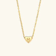 Load image into Gallery viewer, Heart Initial Necklace in Waterproof 18k Gold – Personalized Jewelry for Women, Hypoallergenic and Lightweight, 17 Inches
