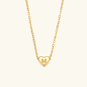 Heart Initial Necklace in Waterproof 18k Gold – Personalized Jewelry for Women, Hypoallergenic and Lightweight, 17 Inches