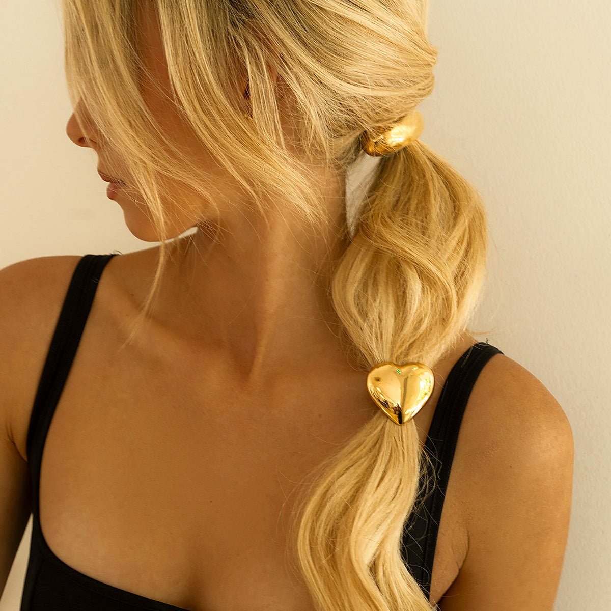 Heart Pony Cuff - Hypoallergenic 18k Gold-Plated Hair Tie with Waterproof Design