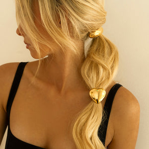 Heart Pony Cuff - Hypoallergenic 18k Gold-Plated Hair Tie with Waterproof Design