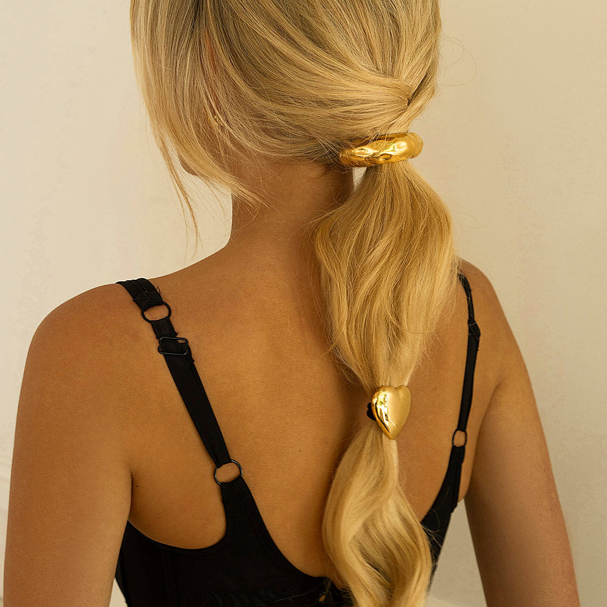 Heart Pony Cuff - Hypoallergenic 18k Gold-Plated Hair Tie with Waterproof Design