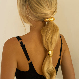Heart Pony Cuff - Hypoallergenic 18k Gold-Plated Hair Tie with Waterproof Design
